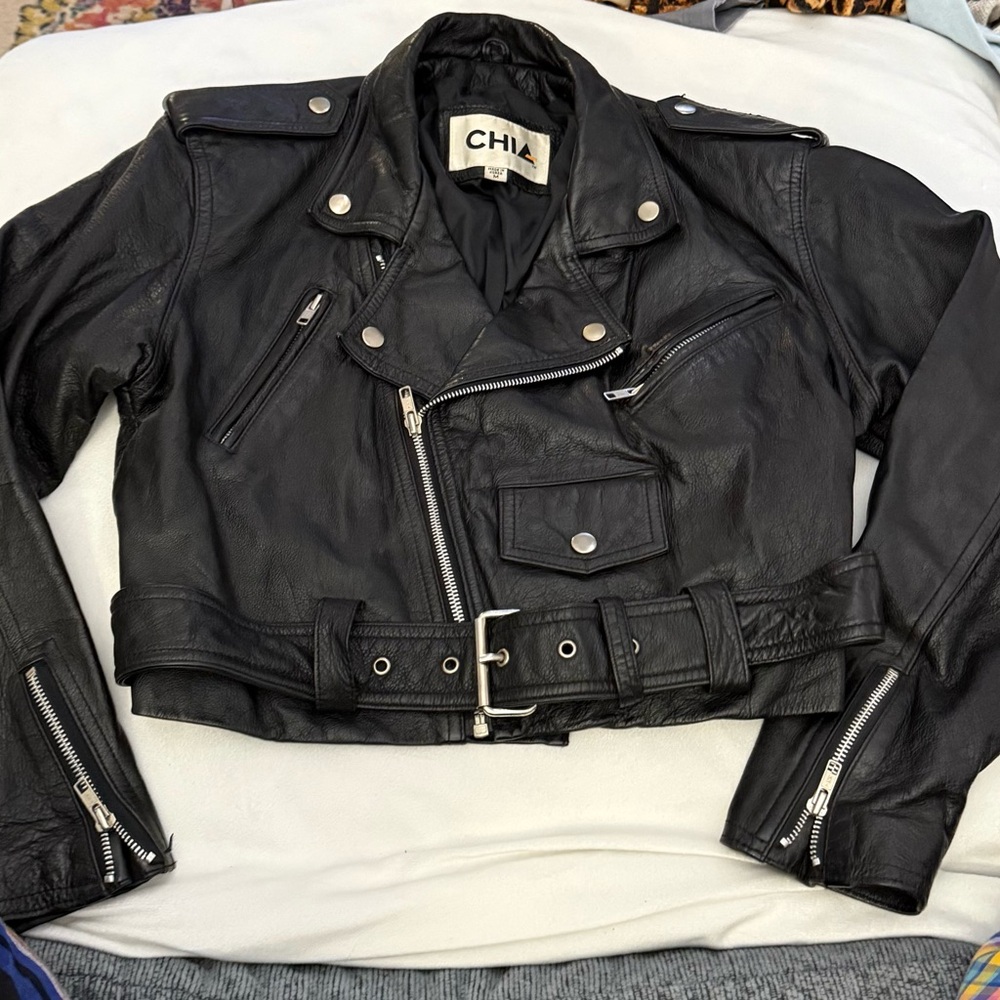 Vintage 80s genuine leather moto jacket